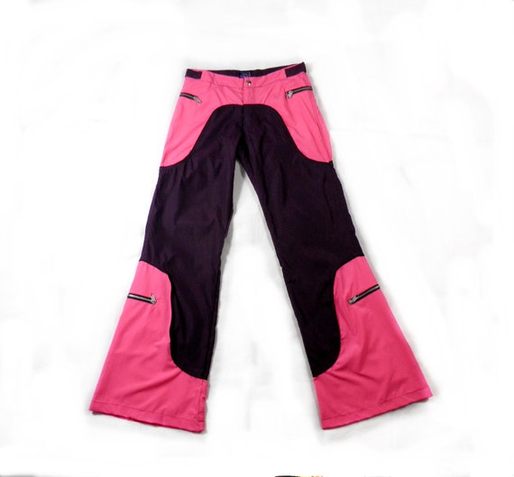 1990s Silky Hot Pink and Purple Panelled Raver Fl… - image 1
