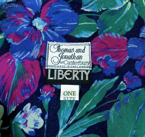 1980s Liberty Print New Blue Green on Blue Floral… - image 10