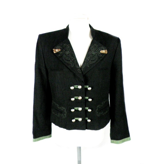 1970s Black Tailored Linen Trachten Jacket With Mandarin - Etsy Canada