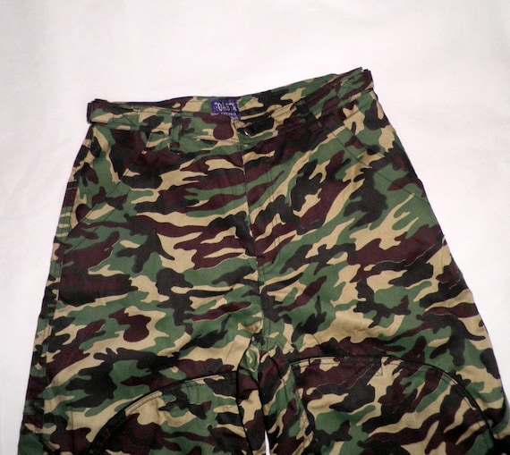 1990s Green Brown and Black Camo Raver Pants  by … - image 2