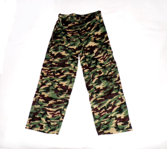 1990s Green Brown and Black Camo Raver Pants  by … - image 1