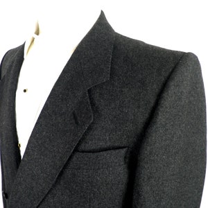 1970s Charcoal Grey Tailored Double Breasted Wool Blazer Jacket Size S Chest 38 inches Traditional Business Classic Formal