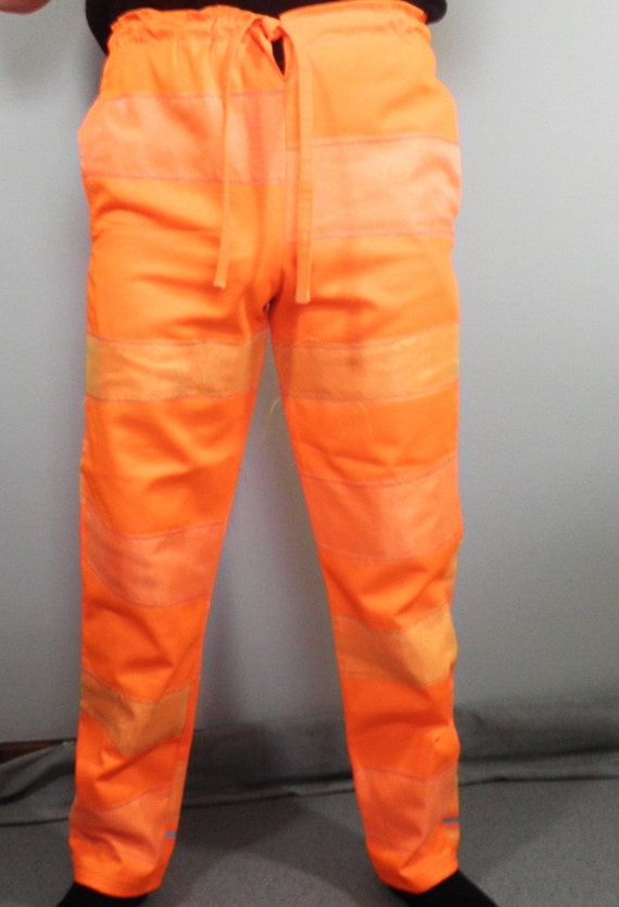 1990s Neon Orange Rave Pants Size S by 