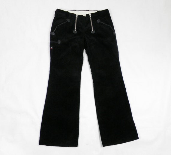 1990s New Black Straight Leg Cotton Wale Cord Boot Cut Guild 1990s New Black Straight Leg Cotton Wale Cord Boot Cut Guild