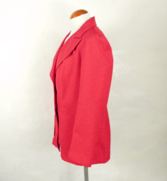 1970s Trevira Bright Red Double Breasted Jacket b… - image 3