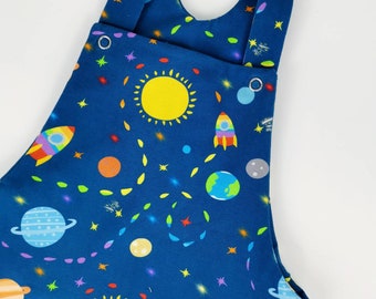 Rainbow Space Dungarees, kids coveralls, baby romper, girls all in one, gift for boys, space lovers, rainbow lovers, rainbow baby, birthday