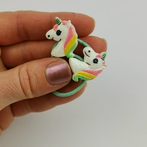 Pastel Unicorn head hair bobble, glittery hair accessory, gifts for girls, cute hair band, birthday present, funky hair band