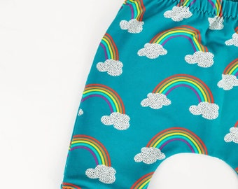 Rainbow cropped harems, cropped leggings, shorts, boys summer, girls clothing, funky kids, Rainow baby, gifts for boys, birthday present