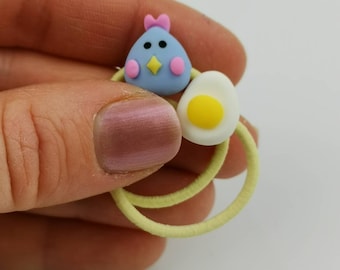 Chicken and egg mini bobbles, Easter, farming accessories, cute hair accessories, gifts for girls,m, cute toddler hair band, birthdays