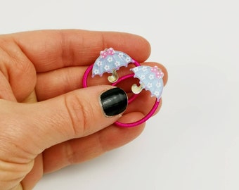 Umbrella bobbles, weather art, umbrella gifts, spring, hair bobbles UK, gifts for girls, birthday presents, party favours