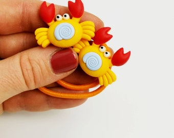 Crab hair bobbles, crab gifts, sea creatures, gifts for girls, hair bobbles UK, toddler accessories, seaside, birthday present, party bag