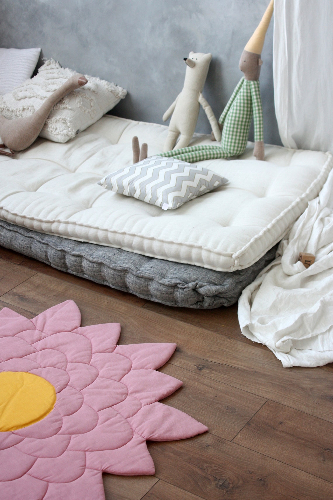 Pink Baby Play Mat Flower Decor for Tropical Nursery Etsy