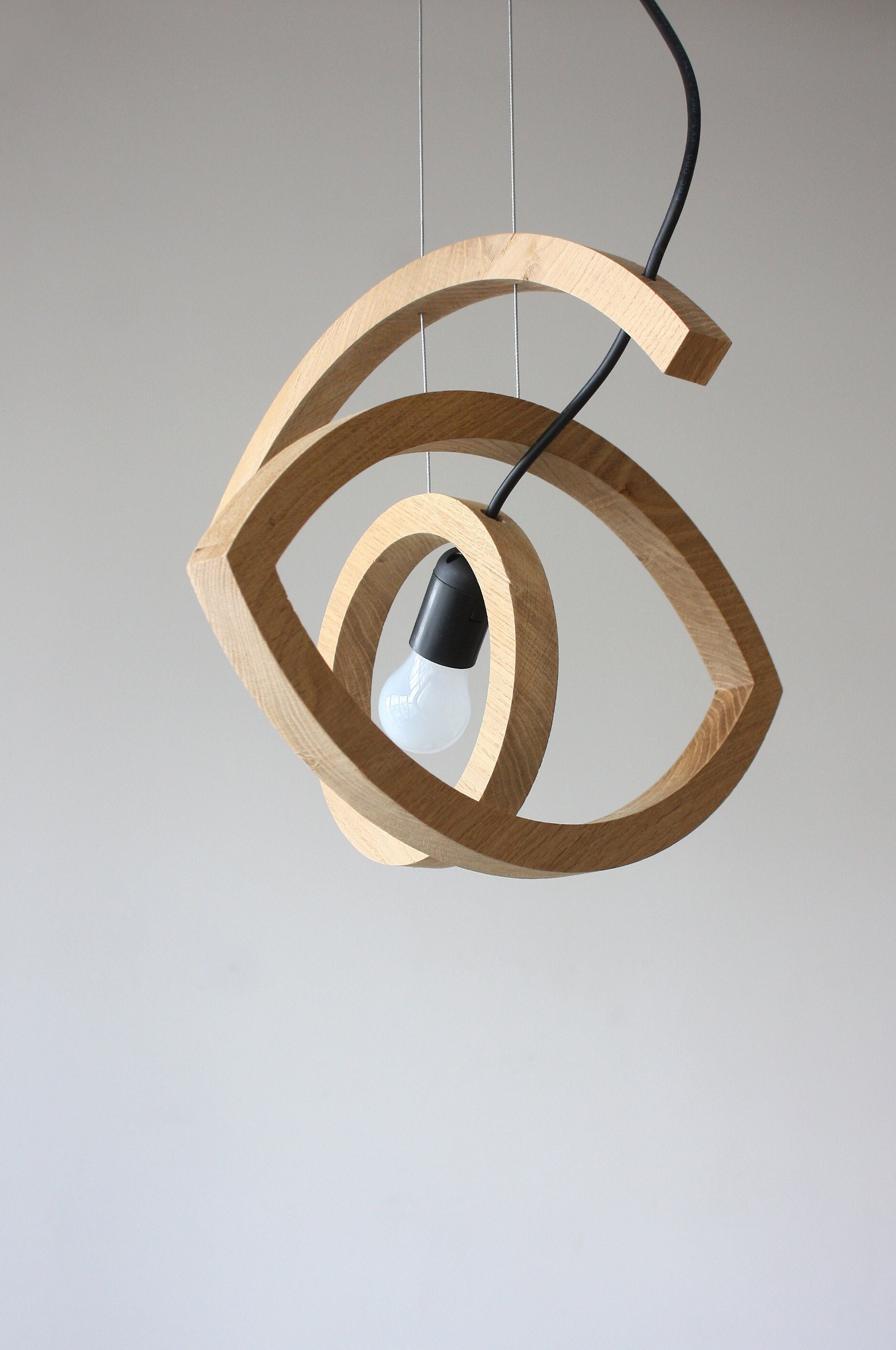 Wood Pendant Lamp Abstract Eye Art Lighting Etsy