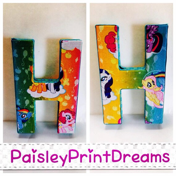 Large Fabric Patterned My Little Pony Frozen Initial Name Etsy