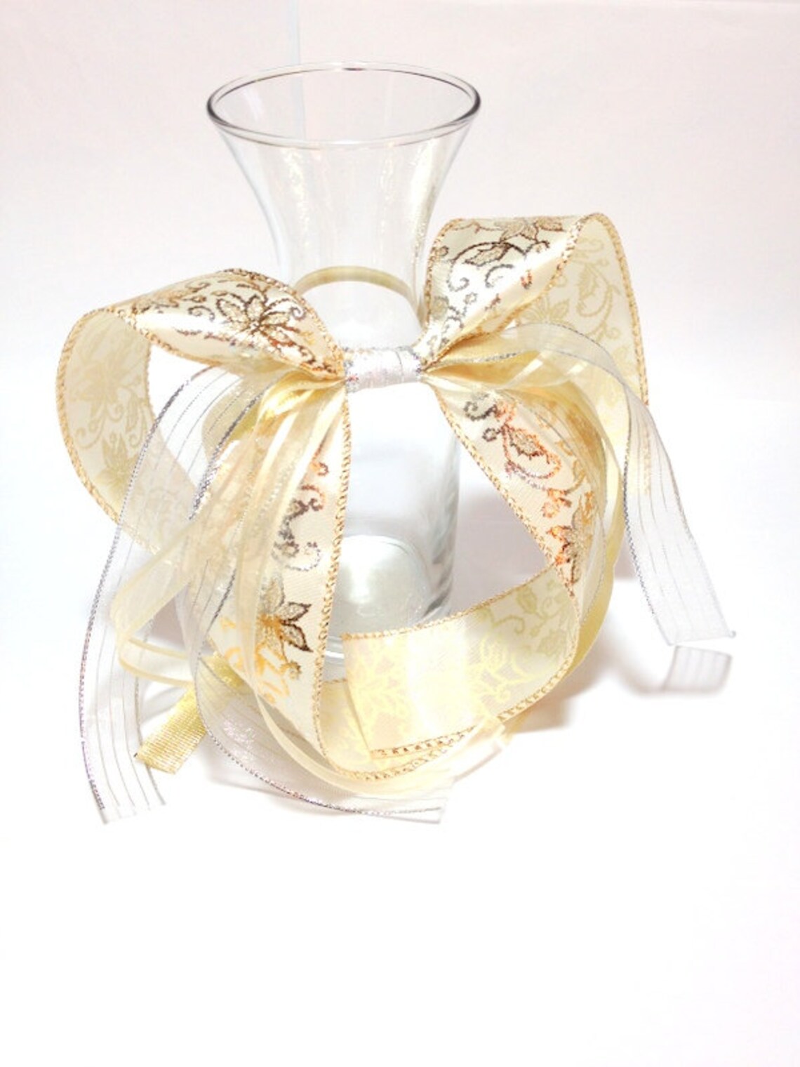 Christmas Party Hair Ribbons, Gold & Silver, Ponytail Holder, Party