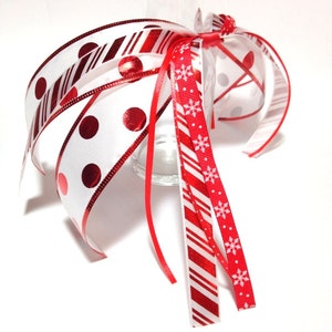 Hair Ribbon Red Many Designs Christmas Party Hair Ribbons, Red & White, Candy Cane Hair Ribbon, Red ...