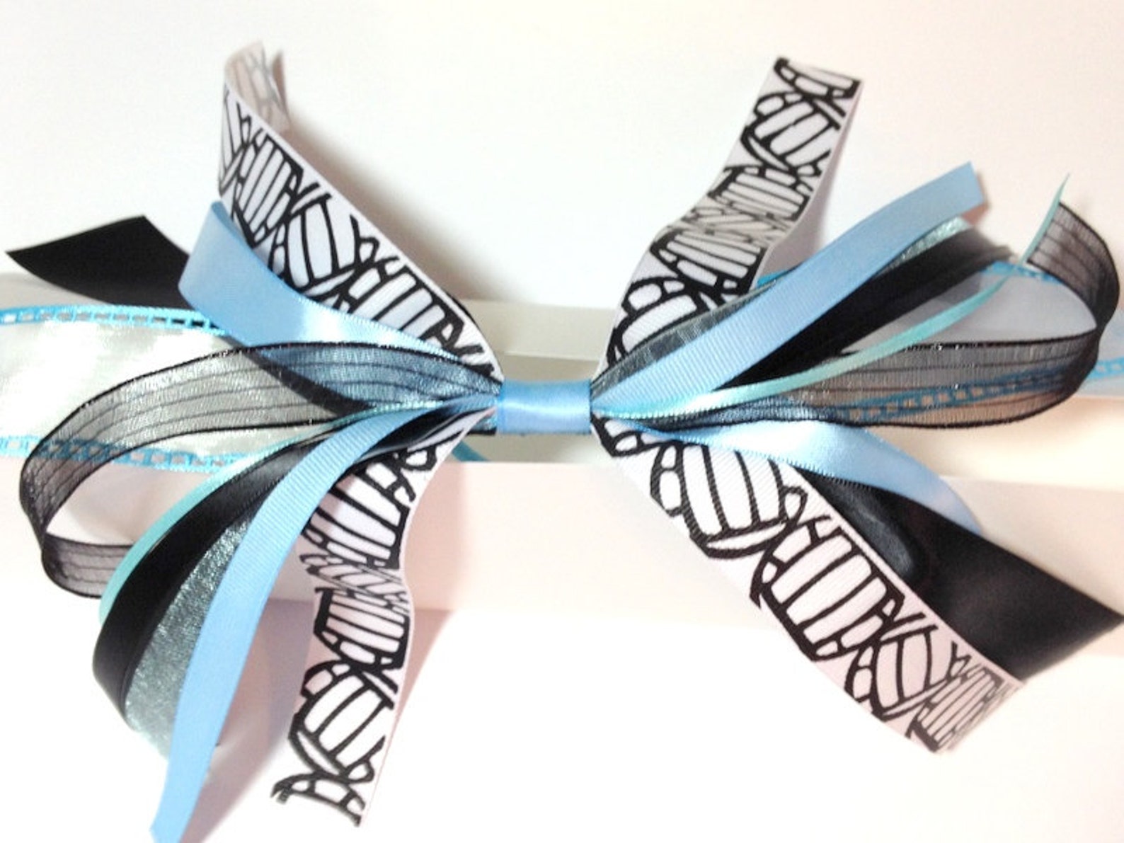 Blue and White Volleyball Hair Ties - wide 6
