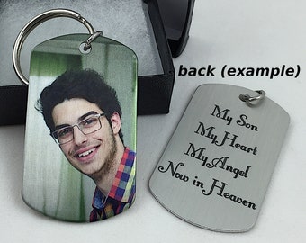 Son Memorial Custom Dog Tag KeyChain - In Memory of Son Dog Tag - Dog Tag Memorial - Son In Heaven - Loss of Son - Bereavement - Child Loss