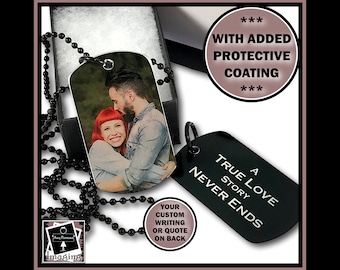 CUSTOM Black Dog Tag Couples Necklace Personalized - Photo Necklace for Him Her - Boyfriend Girlfriend Personalized Necklace Couples Jewelry
