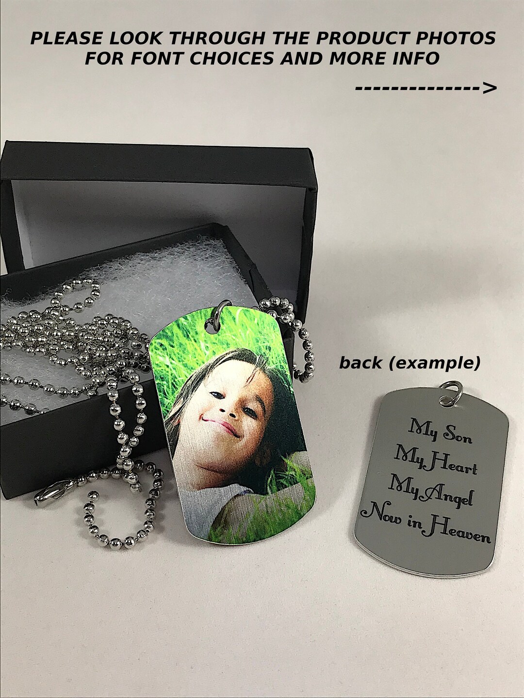 Son Memorial Photo Dog Tag Necklace in Memory of Son Dog Tag Dog Tag
