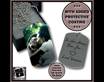 CUSTOM Dog Tag Couples Necklace Personalized Dog Tag Photo Necklace for Him Her - Husband Wife Necklace- Boyfriend Necklace- Couples Jewelry