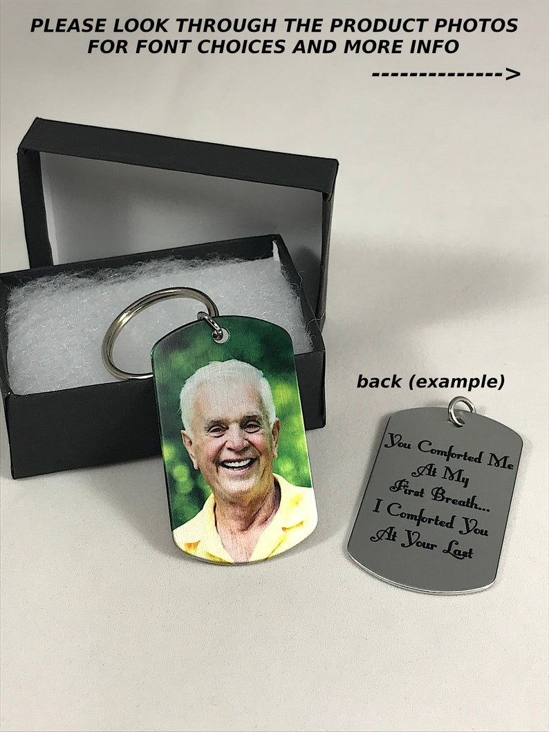 Dad Memorial Dog Tag KeyChain - In Memory of Dad KeyChain - Personalized Memorial KeyChain - Dad Memorial - Bereavement Dad In Heaven