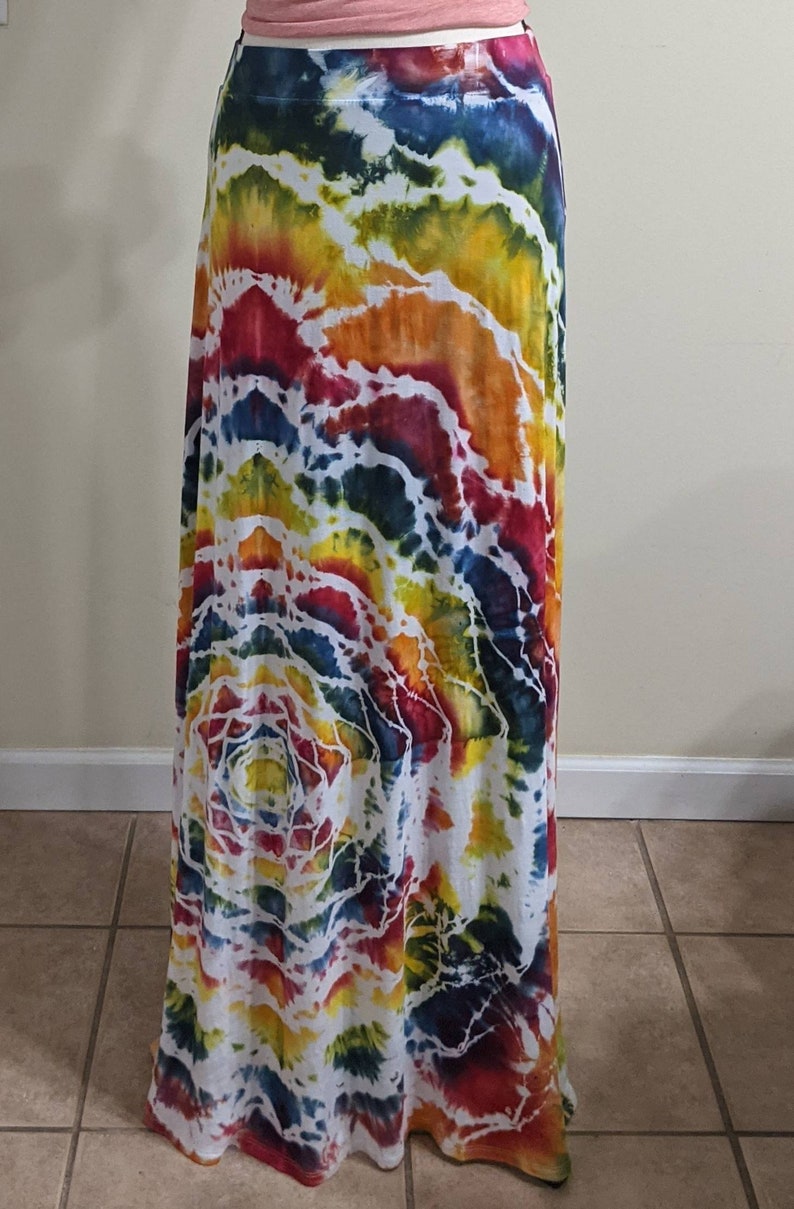Mandala Skirt Earthy Handmade Unique Tie Dye Floor Length Maxi Skirt