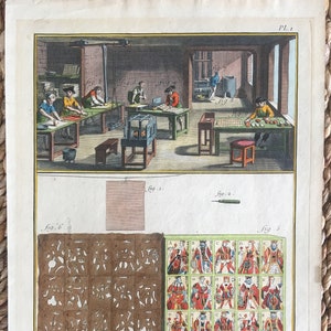 Antique French Hand-Colored Engraving -  Cartier / Playing Card Maker