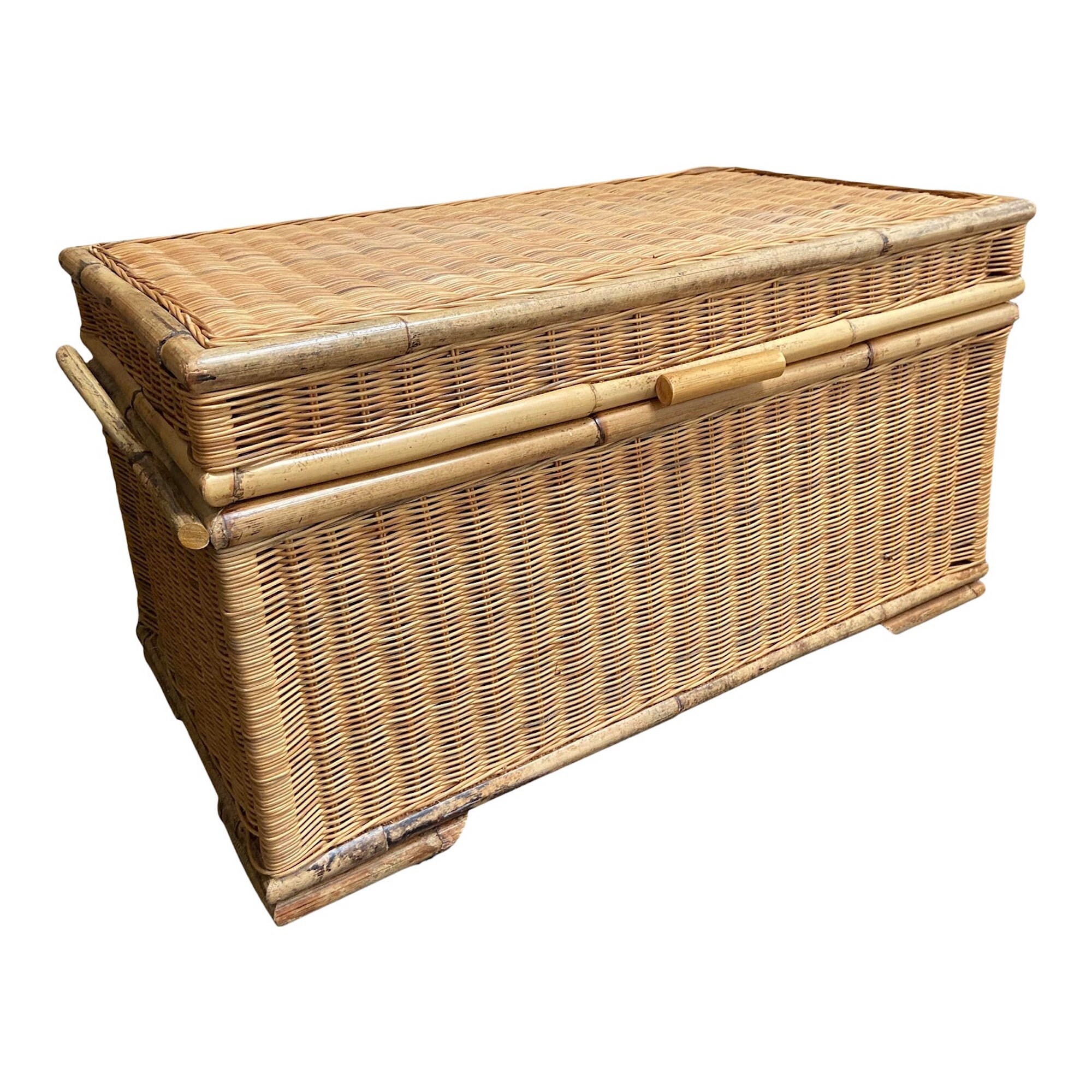 Vintage Bamboo & Wicker Trunk Coffee Table Etsy