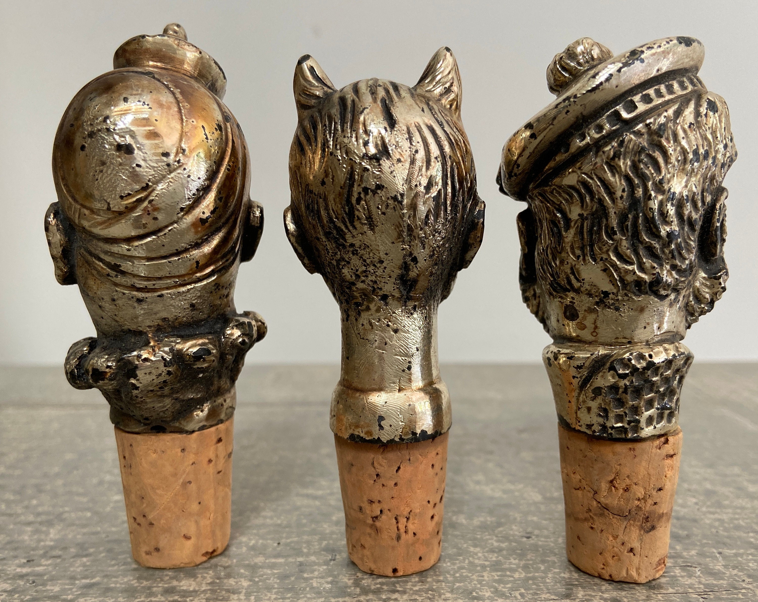 Vintage Silver Head Bottle Cork Stoppers Set of 3 Etsy