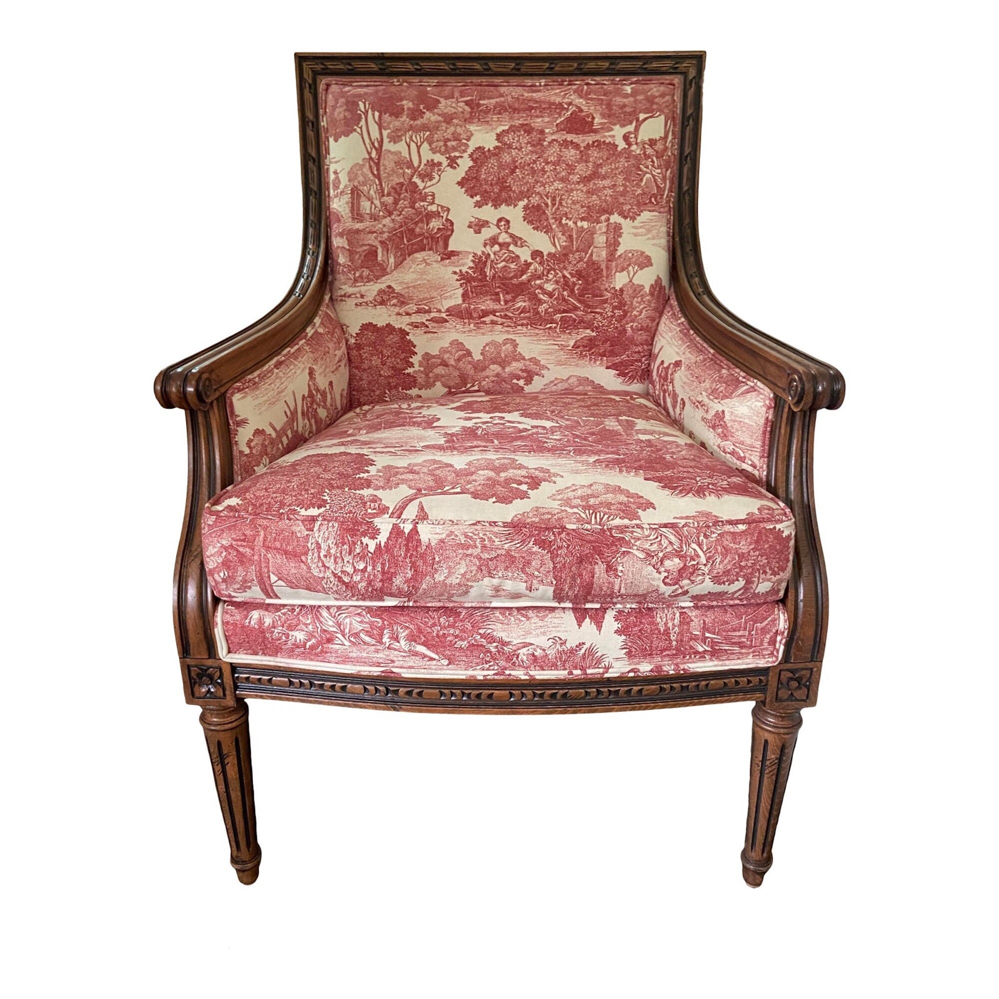 Vintage Ethan Allen French Country Red Toile Chair Etsy