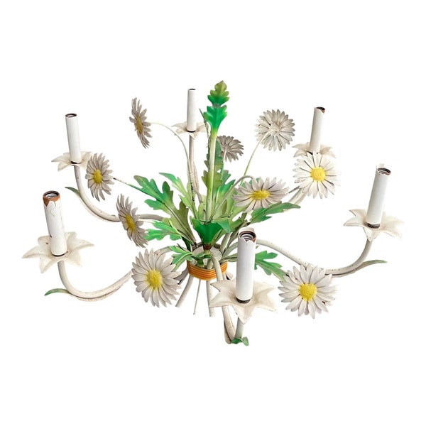 Charming Vintage Italian Tole Daisy Chandelier