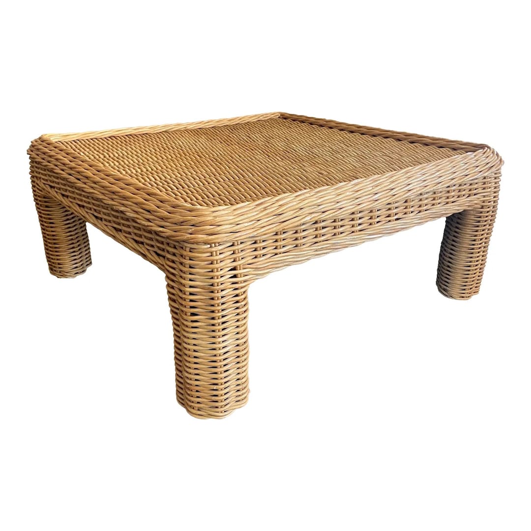 Vintage Twisted Rattan Square Coffee Table Etsy