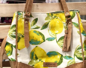 Charlotte Handbag, large shoulder bag, large crossbody, small tote, commuter bag, lemon bag, summer handbag
