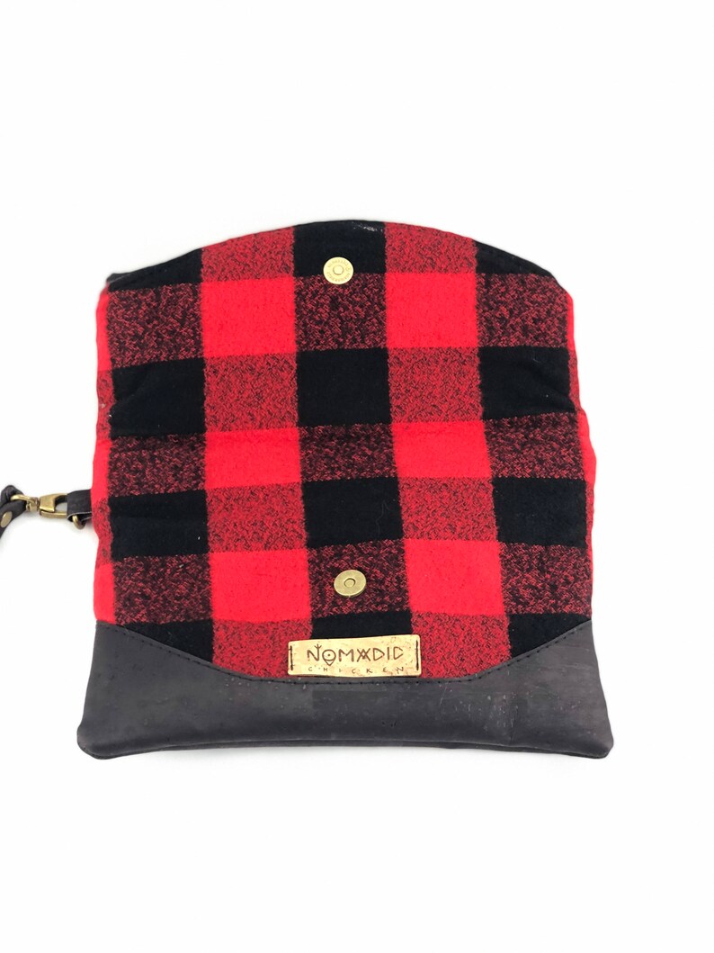 Hazel foldover clutch, small clutch bag, wristlet, foldover bag, buffalo plaid clutch, buffalo plaid bag image 4