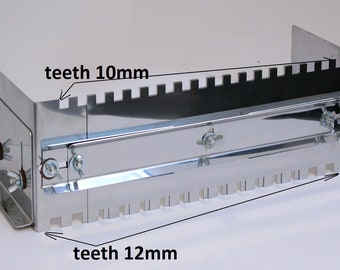 Dubbelzijdig verstelbare troffelbox RVS TANDEN 10/12 mm Tegelstrooier Uitgerekt 38 cm/15" tot 67 cm/26""