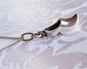 Vintage Sterling Dutch Clog Pendant Necklace, Traditional Dutch Icon and Symbol of Netherlands Sterling Clog Shoe Pendant Sterling Chain