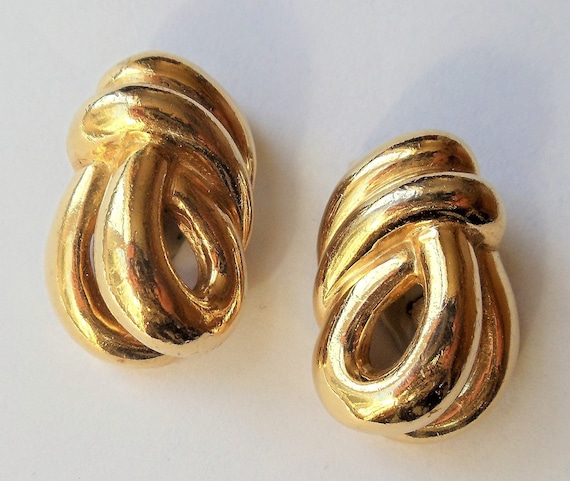 Vintage Ciner Knot Earrings, Gold Plated Runway Kn