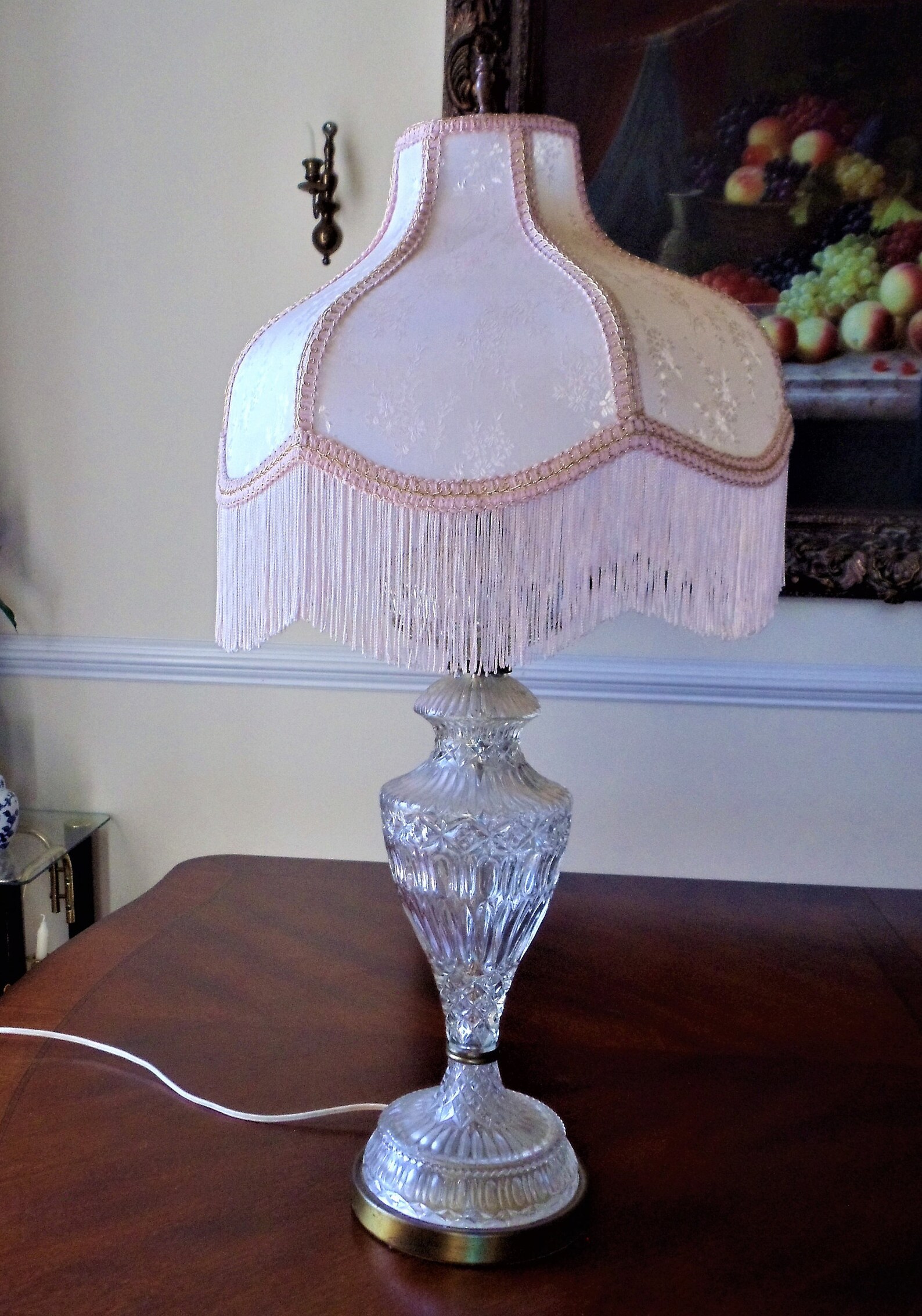 Vintage Midcentury Leviton Crystal Table Lamp Crystal Glass Etsy