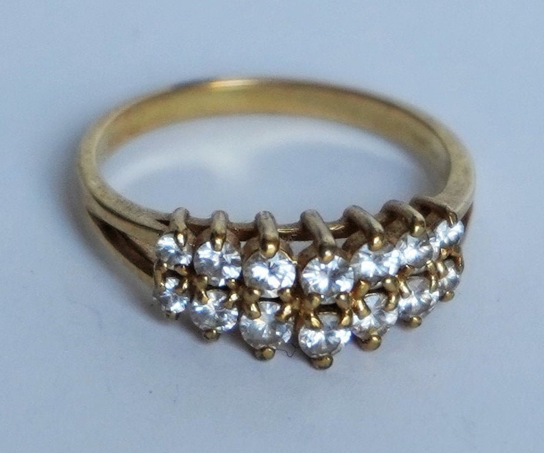Vintage Gold Plated Multi Stones Cubic Zirconia Gold Plated Sparkling Promise Ring Cocktail Ring CZ Ring Size 9 Elegant Valentine/'s Gift