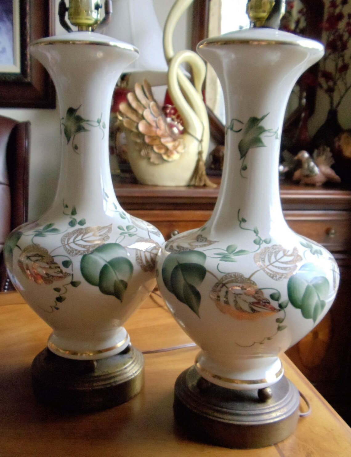 Leviton Large Table Lamps Set of 2 Vintage Mid Century Green Etsy