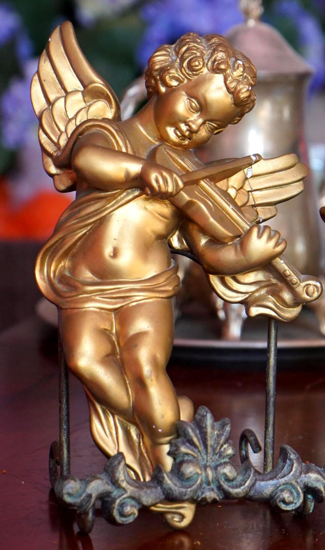 Vintage Gold Gilt Angel Wall Plaques, Cherubs Playing Musical ...