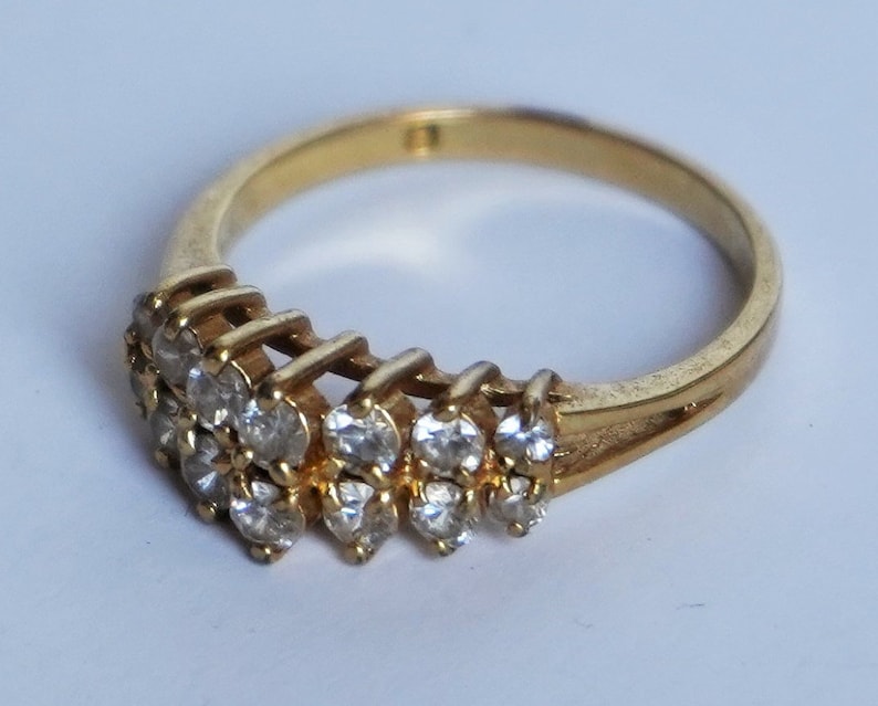 Vintage Gold Plated Multi Stones Cubic Zirconia Gold Plated Sparkling Promise Ring Cocktail Ring CZ Ring Size 9 Elegant Valentine/'s Gift