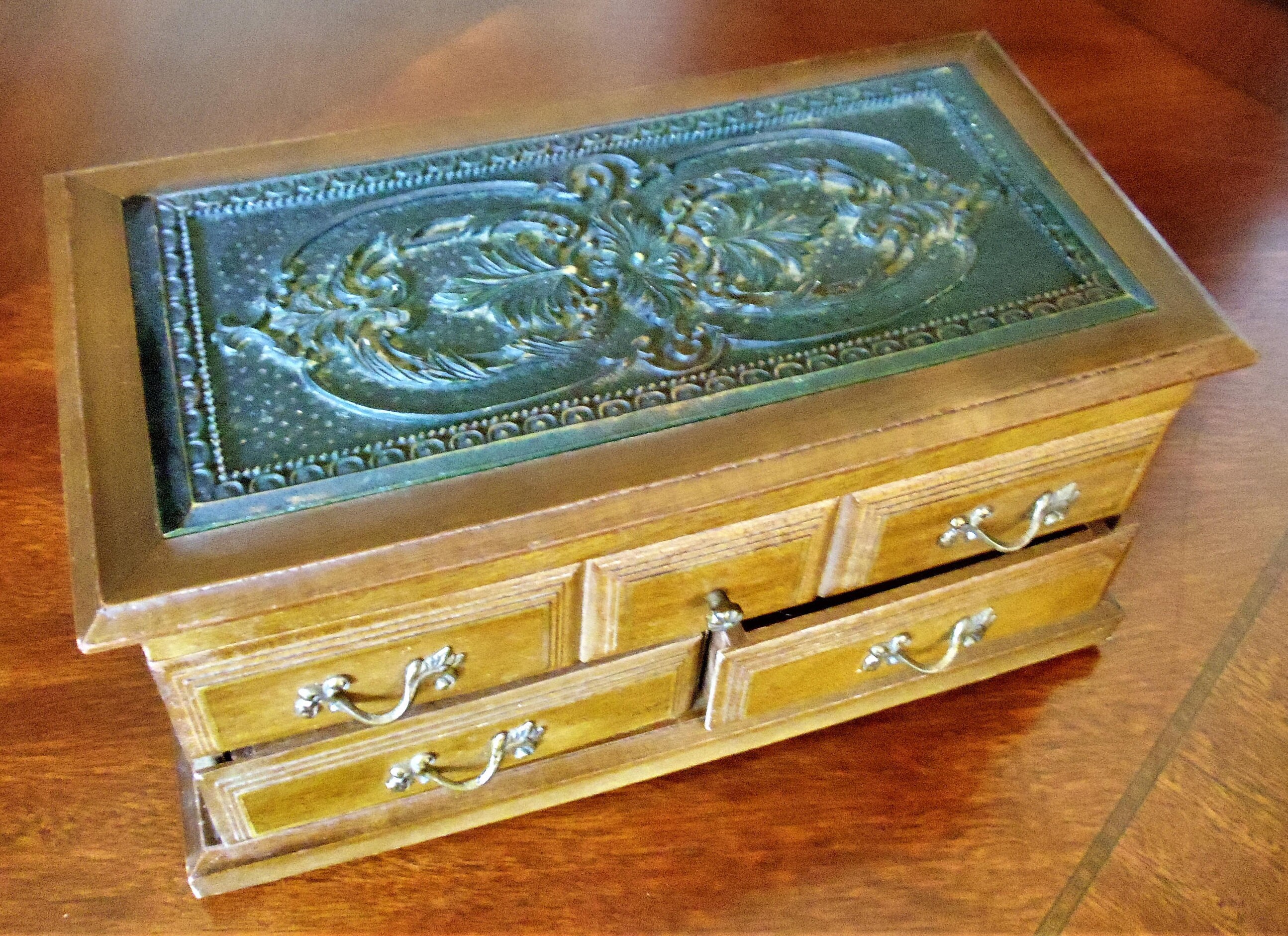 Vintage Toyo Japan Musical Jewelry Box Oak Wood Red Velvet Etsy