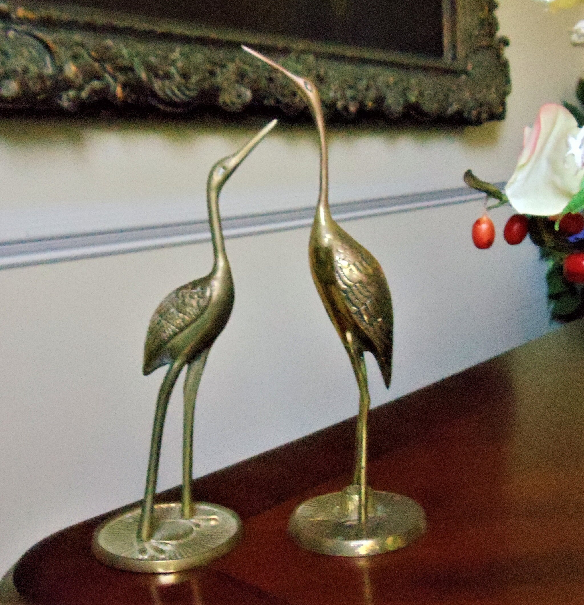 Vintage Solid Brass Stork Figurines Set of 2 Adorable Tall Etsy
