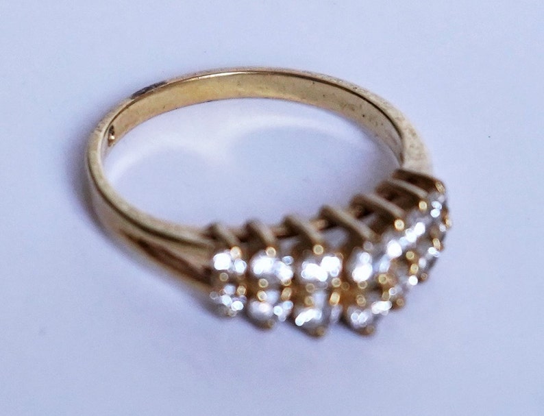Vintage Gold Plated Multi Stones Cubic Zirconia Gold Plated Sparkling Promise Ring Cocktail Ring CZ Ring Size 9 Elegant Valentine/'s Gift