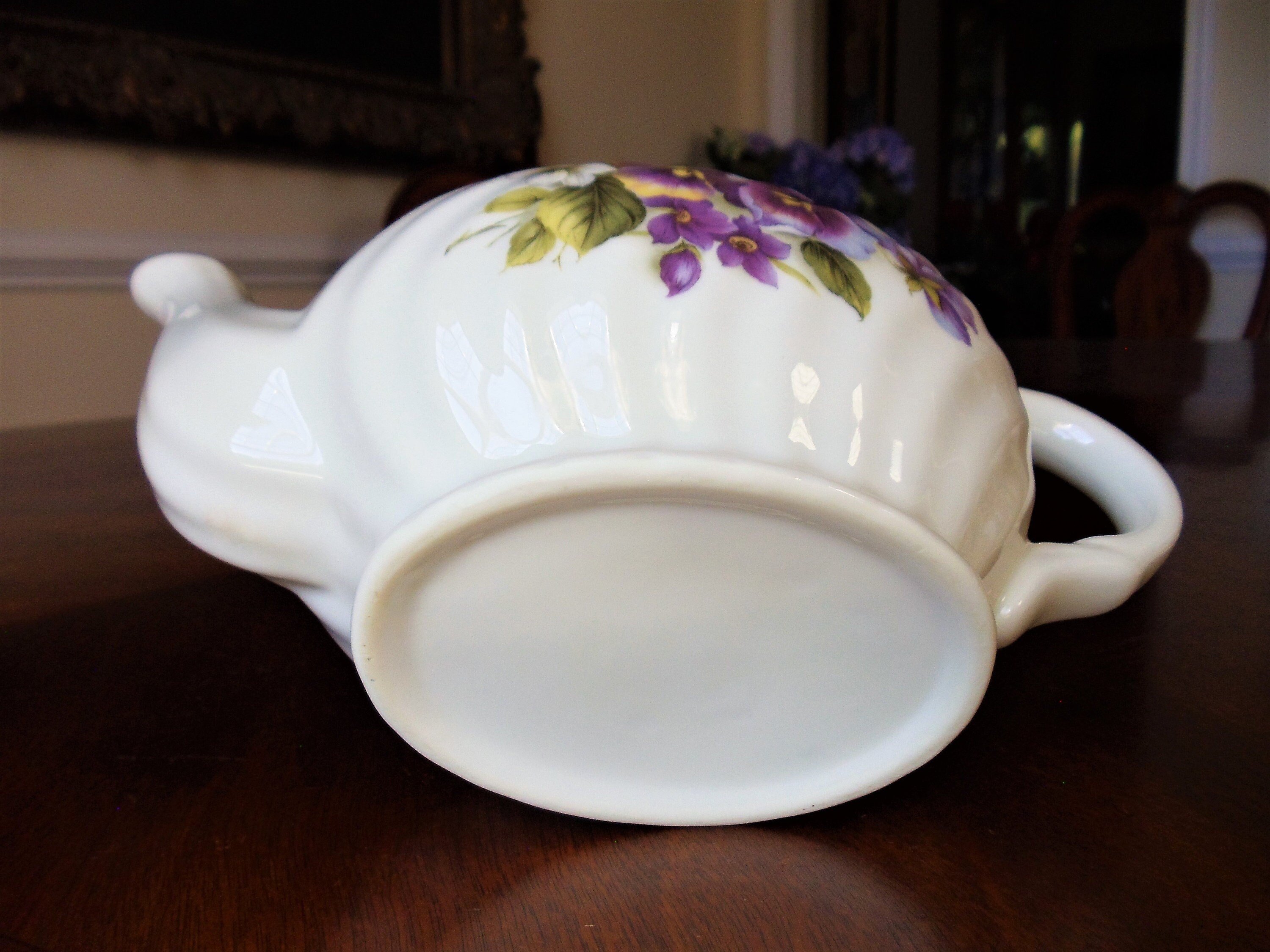 Vintage Pansy Flowers 2 Person Tea Set Purple Pansies Green Etsy