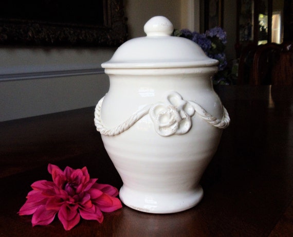 Vintage Hand Made Italian Lidded Vase Urn Large White Raised Etsy