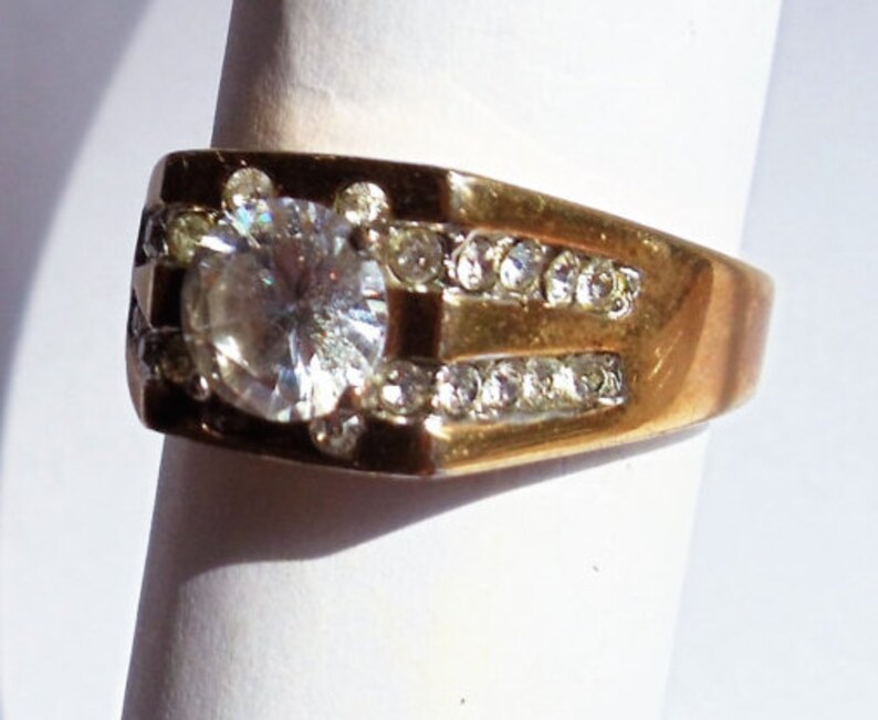 Vintage 18KGE RSC Cubic Zirconia Mens Ring Size 13 Ring 18K Etsy