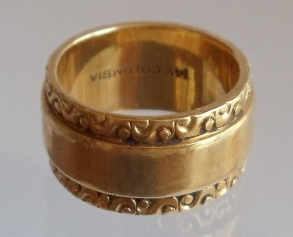 Vintage 14K Yellow Gold Ornate Band Ring Size 5 Columbia Band